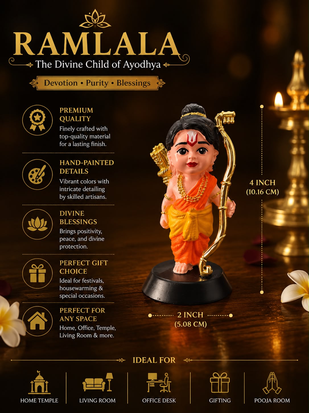 Ramlala Idol – 4 Inch Premium Fiber & Resin